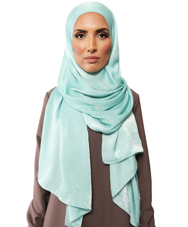 Jasmine satijn hoofddoek – zachte satijnen sjaal met glans, 190 x 70 cm – foto 2