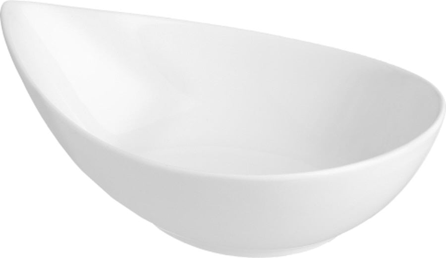 Witte druppelvormige schaal van porselein – diep, 21 x 16 cm
