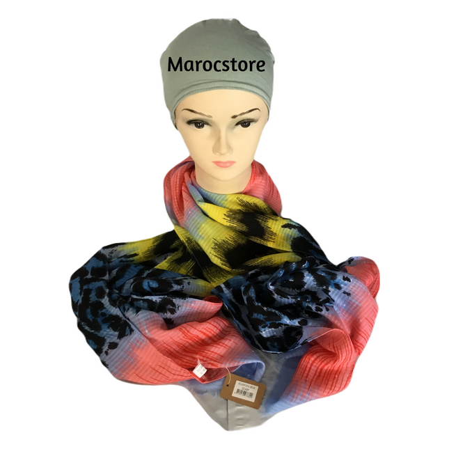 Sjaal Tropical – zachte viscose hoofddoek met dierenprint in kleur