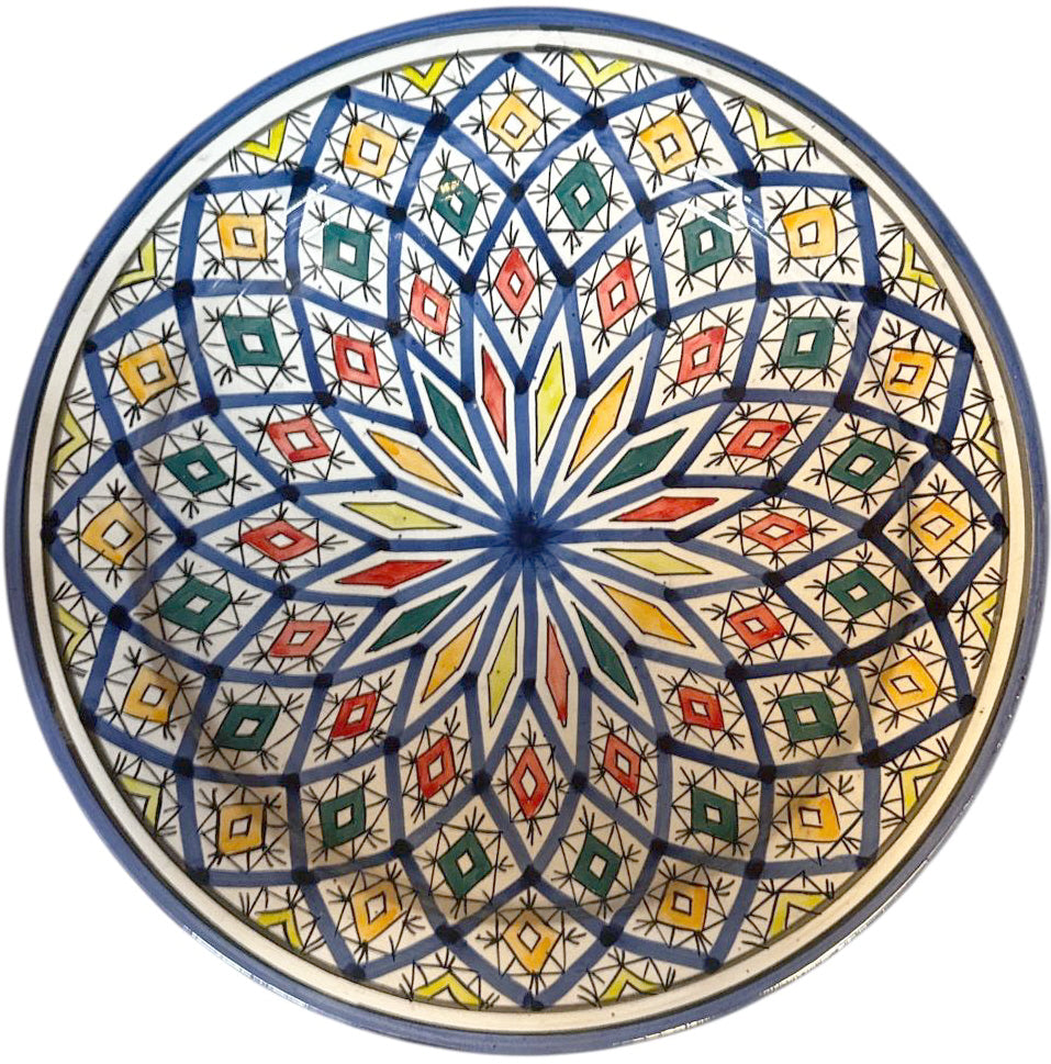 Moroccan Bowl Ø35 cm – Handmade & Colorful Mosaic Pattern – Fez Style