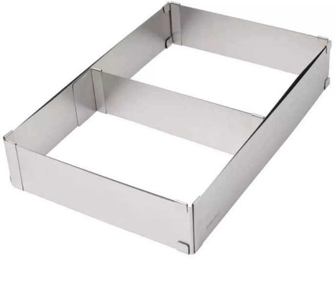 Kinghoff Vierkante Verstelbare Cakevorm – Roestvrij Staal, Met Schuifwand, 27, 5 x 18, 5 tot 52, 4 x 34 cm - Bakvorm - Taartvorm