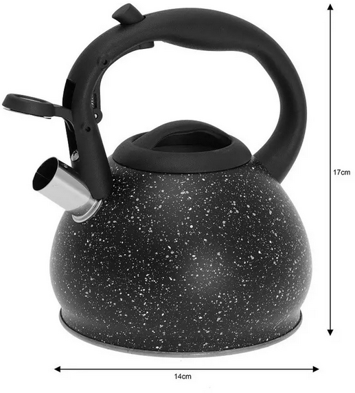 Kinghoff waterkoker met zeef 1,2 L – RVS theepot in zwart marmer, ook inductie – foto 2
