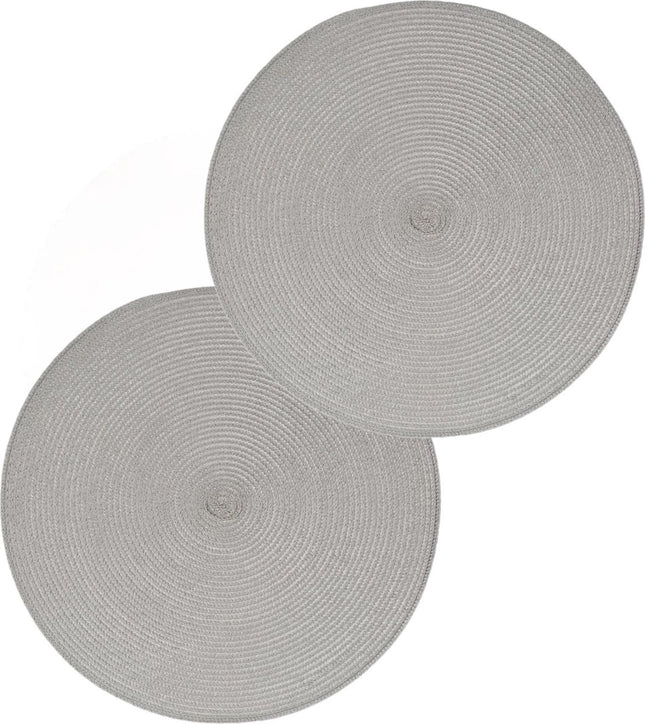 Secret de Gourmet ronde placemat - Set van 10x stuks - lichtgrijs - gevlochten kunststof - Dia 38 cm - Onderleggers