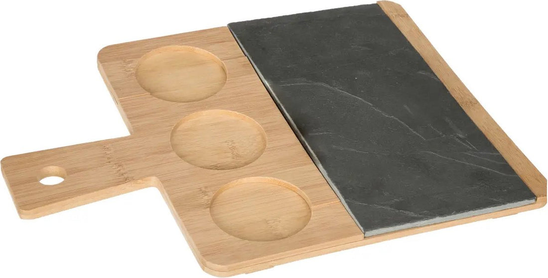 5Five bamboe serveerplank met 3 schaaltjes – borrelplank voor hapjes en tapas – foto 4