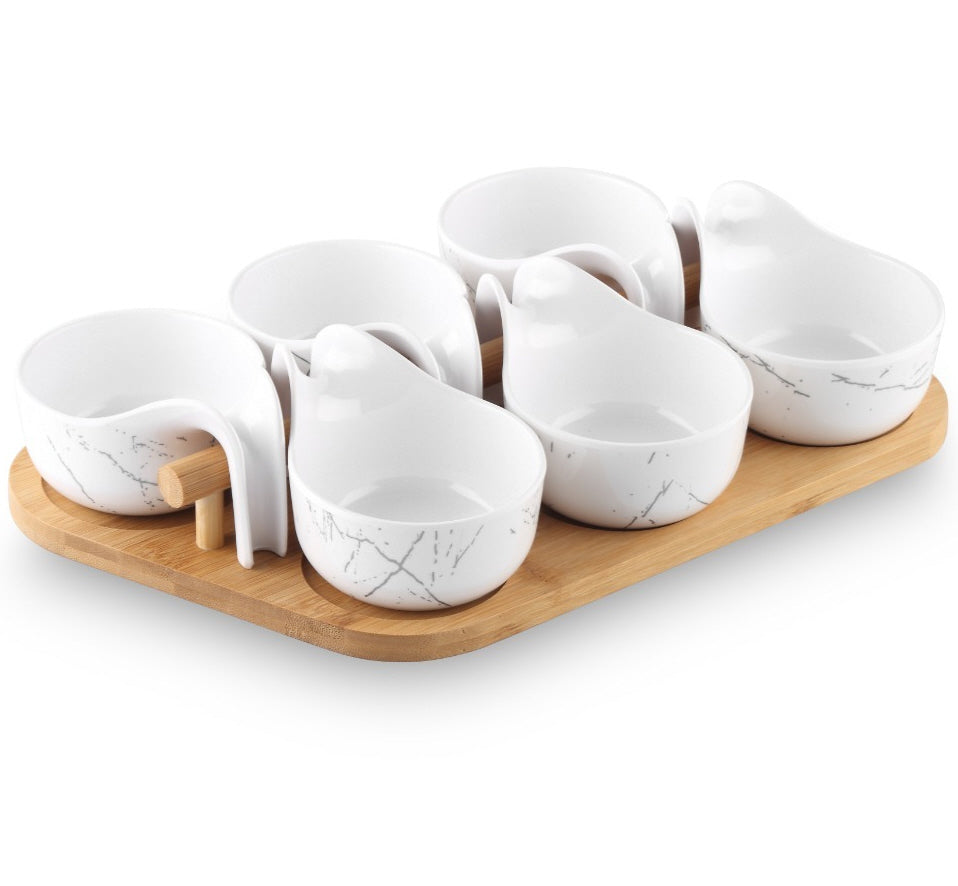 Melamine serving board and bowls set