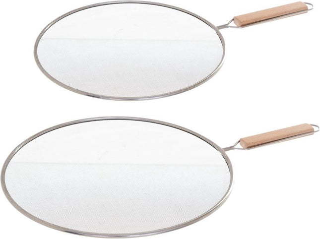 Secret de Gourmet spatdeksel RVS, set van 2 – afgietdeksel voor pannen 25-28 cm