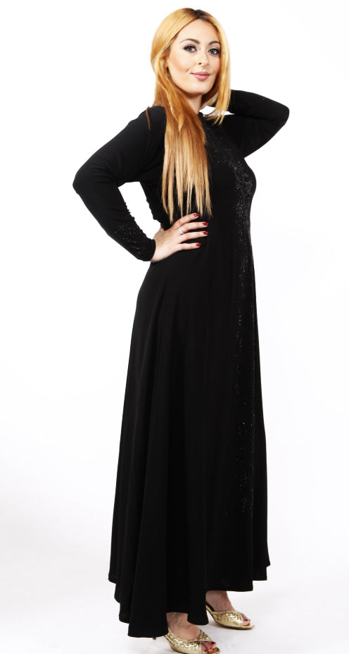 Arabic abaya – Arabische Dubai abaya met zwarte steentjes, A-lijn – foto 2