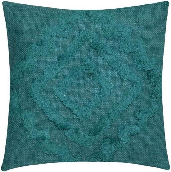 Inca sierkussen getuft – 40 x 40 cm, katoenen hoes, okergeel, blauw of ivoor