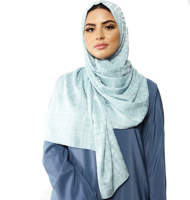 Squared Classic sjaal – hoofddoek met vierkantprint, 180 x 70 cm – foto 4