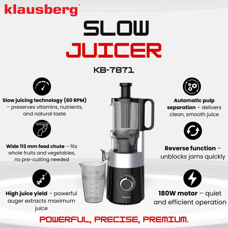 Klausberg KB-7871 slowjuicer – cold press juicer met brede vulopening, 180 W – foto 15