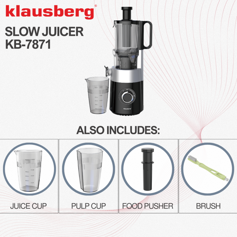 Klausberg KB-7871 slowjuicer – cold press juicer met brede vulopening, 180 W – foto 9
