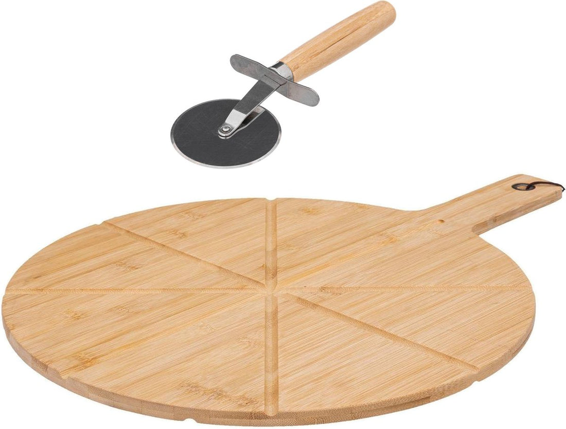5Five pizza snijplank met pizzames – rond, bamboe, Ø 37 cm
