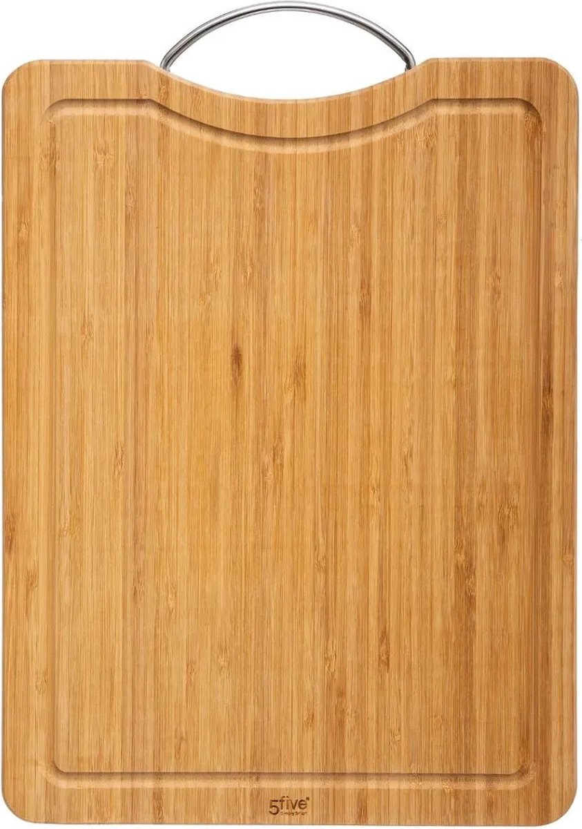 Secret de Gourmet snijplank bamboe 30 x 20 cm – broodplank met metalen handvat