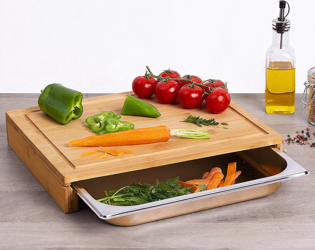 5Five bamboe snijplank met opvangbak – rechthoekig, 35 x 28 cm – foto 2