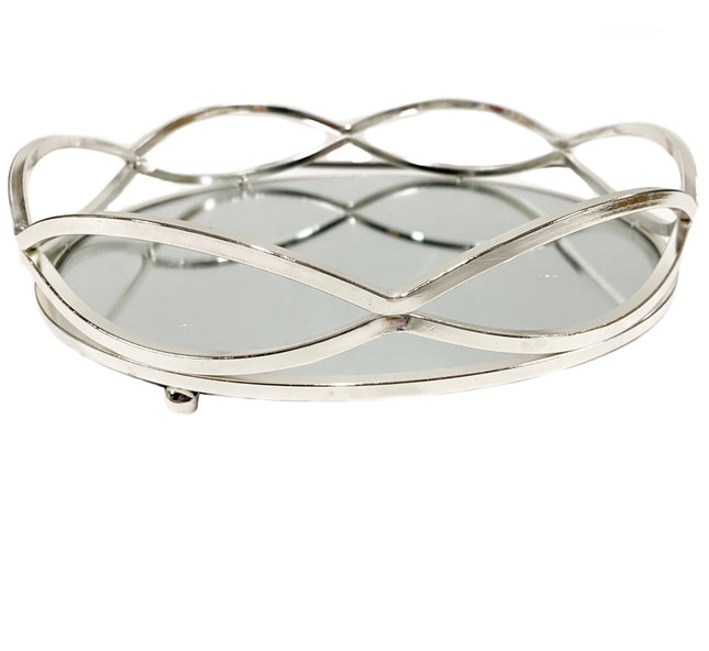 Spiegeldienblad rond en golvend – zilver, in Ø 28 of Ø 36 cm