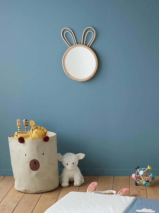 Spiegel konijn met bamboe rand – wanddecoratie voor de kinderkamer – foto 2