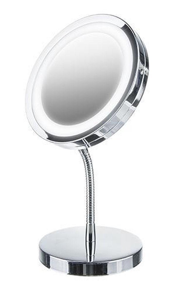 Miroir de maquillage - Miroir lumineux - Grossissement x3 - 15 centimètres - Argent