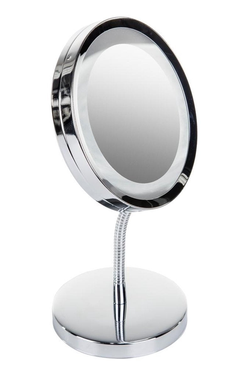 Miroir de maquillage - Miroir lumineux - Grossissement x3 - 15 centimètres - Argent