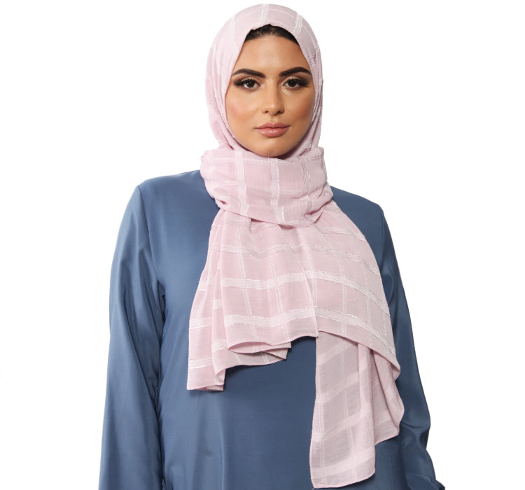 Square Lined hoofddoek – hijab sjaal met motief van vierkanten, 180 x 70 cm – foto 2