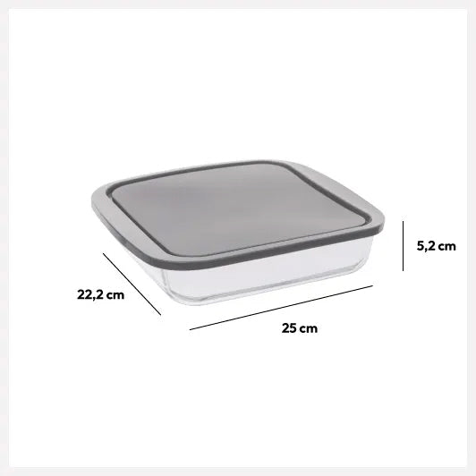5Five Oven dish with lid - borosilicate glass - square - 1.8 Liter - 22 x 22 x 5 cm