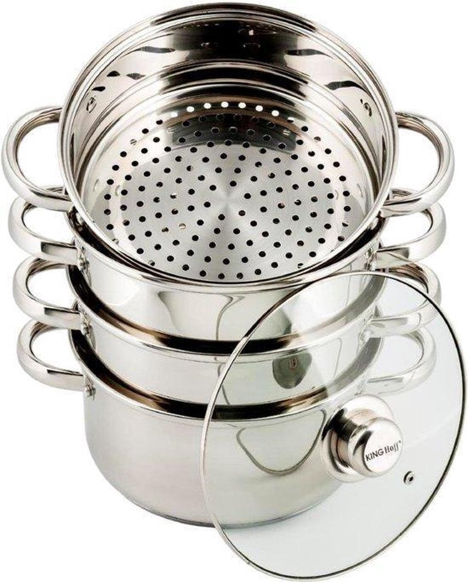 Kinghoff 3320 stoompan Ø 24 cm – 5-delige stoompannenset van RVS