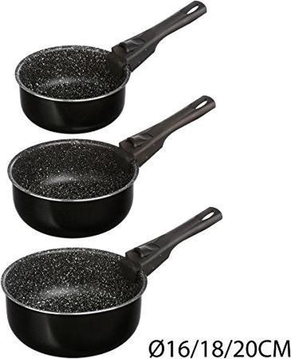 5Five steelpannen set van 3 – Ø 16, 18 en 20 cm, zwart aluminium, inductie – foto 2