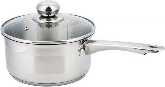 Kinghoff steelpan met glazen deksel – RVS, 14 cm, 1 liter