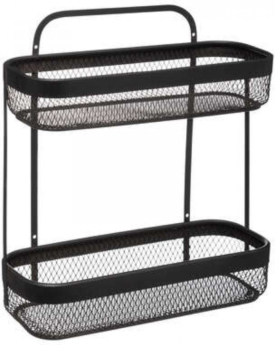 Étagère de cuisine noire pour tasses et épices