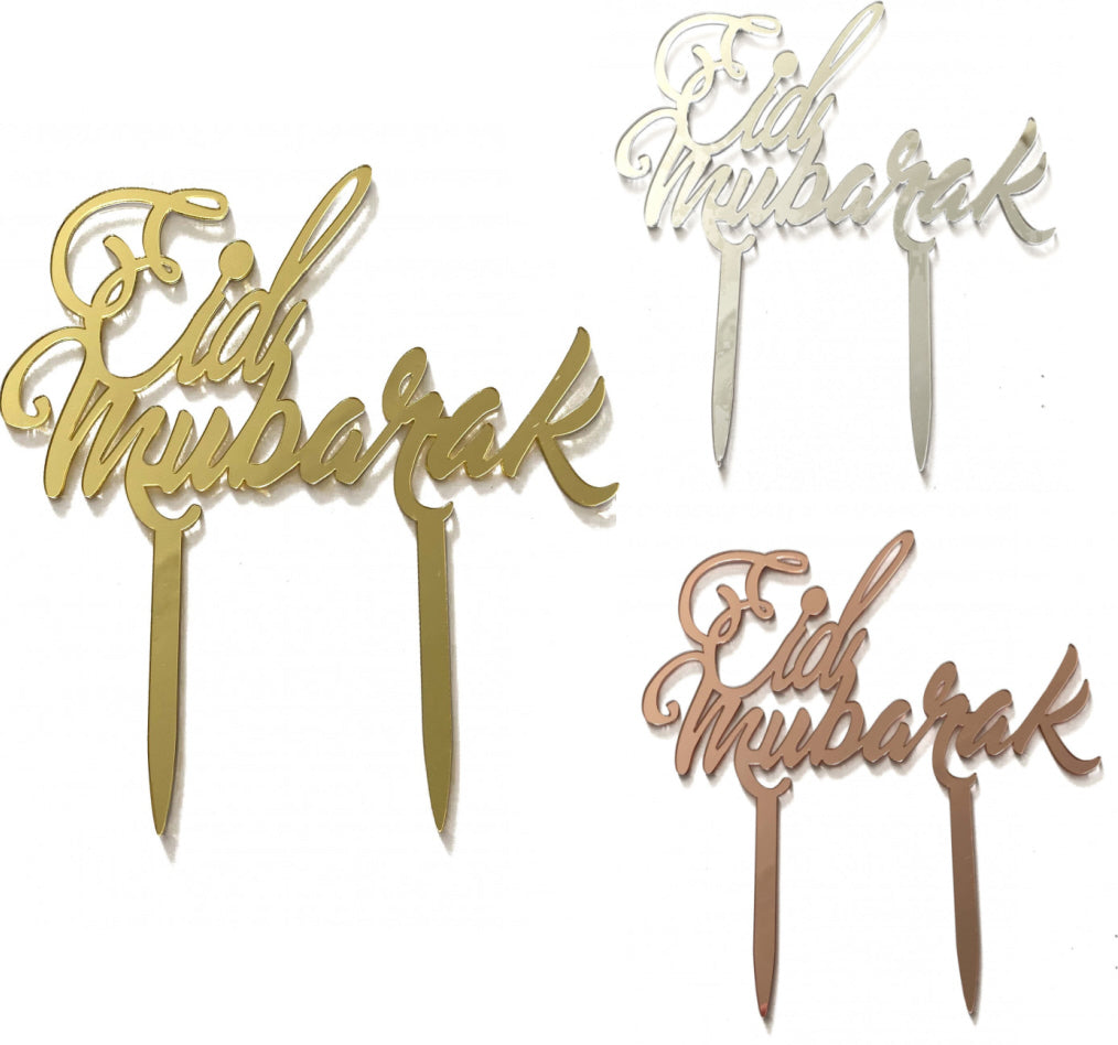 Eid Mubarak taartprikker – taarttopper in zilver, rosegoud of goud