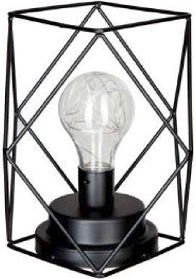 Atmosphera LED tafellamp zwart – rechthoekig art deco model op batterijen