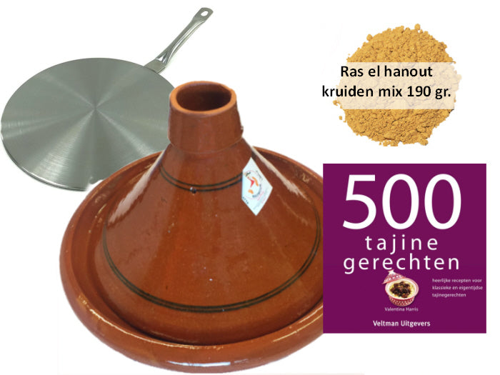 Tajine set inductie voor 4-6 personen – met adapter, kookboek en ras el hanout