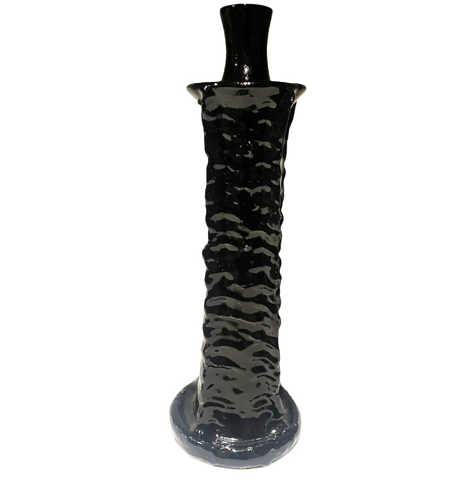 Marokkaanse kandelaar van zwart aardewerk – handgemaakt, XL, ca. 36 cm