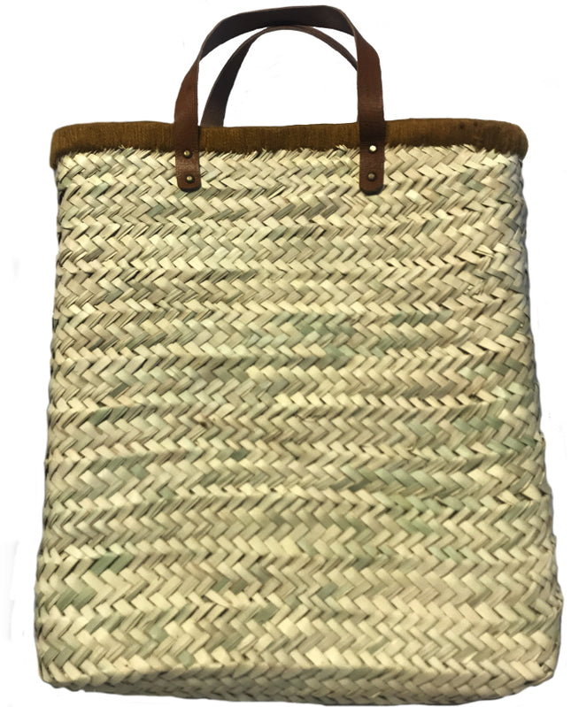 Marokkaanse rieten shopper – gehaakte raffia tas met leren handvatten