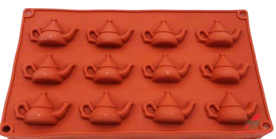Siliconen bakvorm theepot – 12 vormpjes van 5,5 x 4 cm, -40 tot 230 °C
