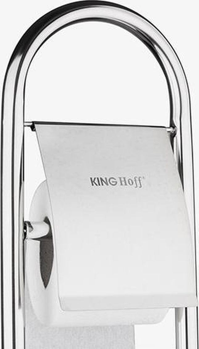 Kinghoff toiletborstel met toiletrolhouder – rvs, 81 cm hoog – foto 2