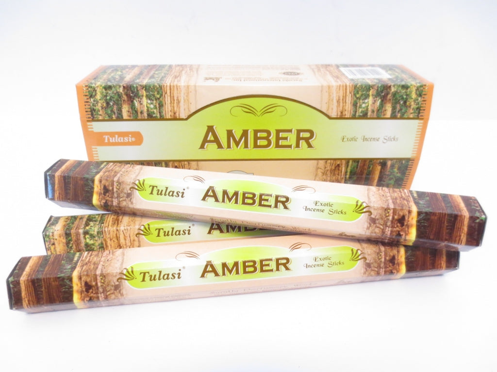 Tulasi Amber wierook – 20 wierookstokjes uit India