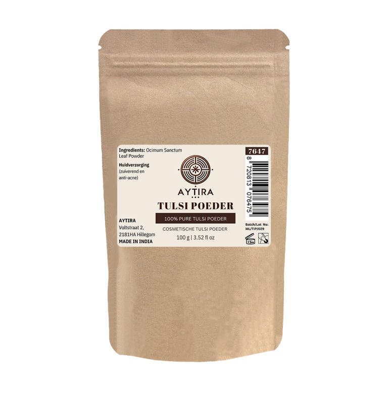 AYTiRA Tulsi Poeder – 100% Puur – Natuurlijke Huidzuivering & Anti-Acne – 100 g