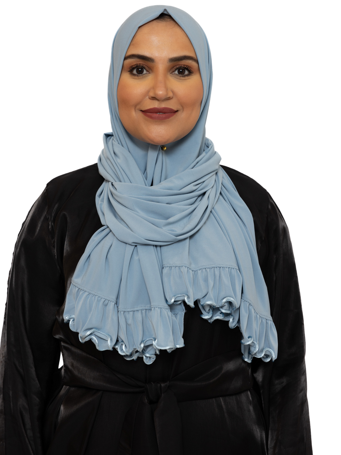 Ruffle premium jersey sjaal – hoofddoek van stretchstof met ruches – foto 10