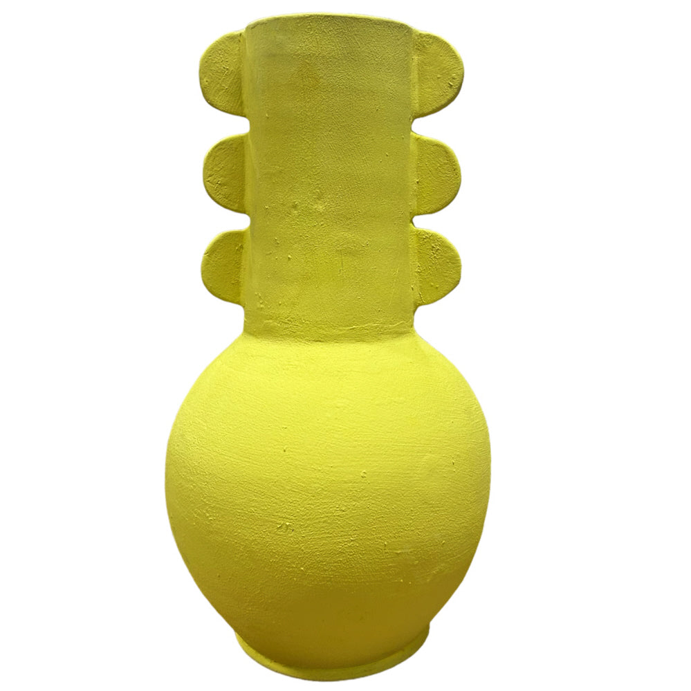 Marokkaanse aardewerk vaas Laayoune – handgemaakt, geel, 40 cm hoog