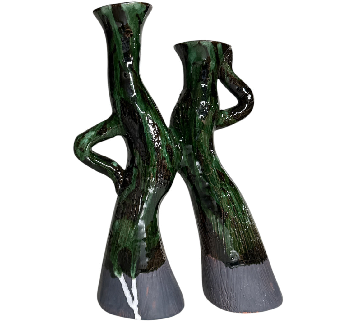 Vase marocaine artisanale en structure d'arbre