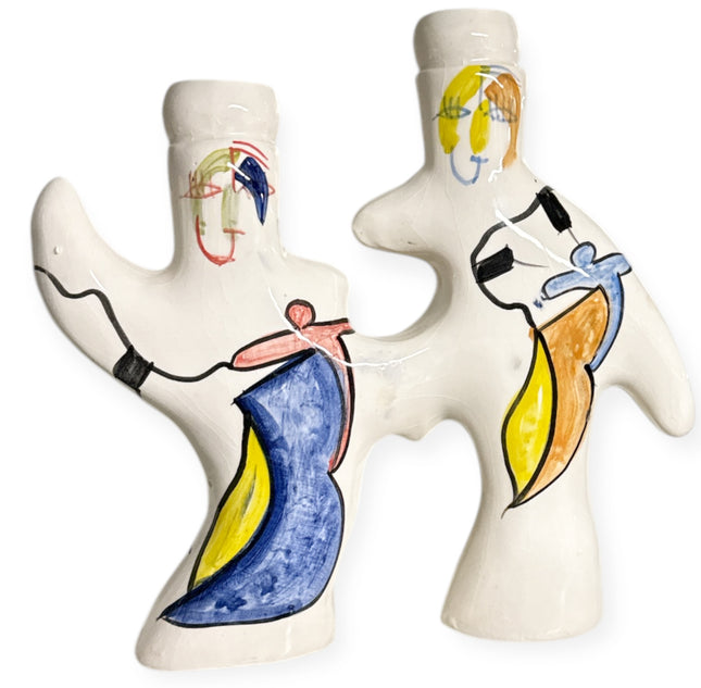 Photophore/vase marocain fait main au design abstrait de visage