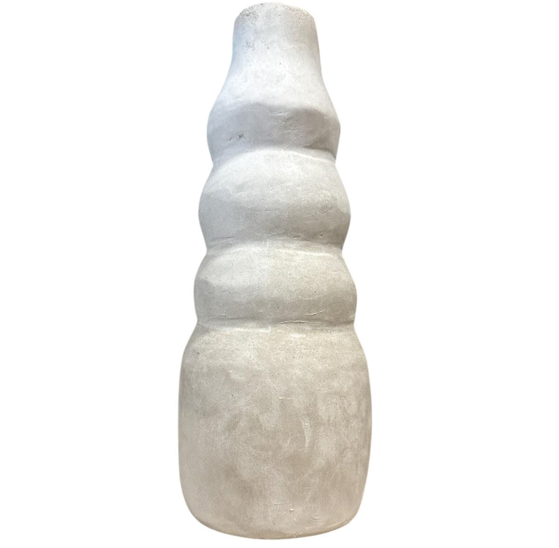 Decoratieve vaas van aardewerk, 32 cm – handgemaakt, golvende vorm, betonlook – foto 3