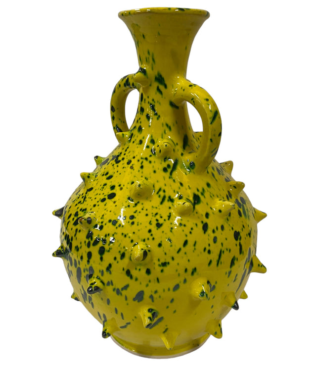 Tamegroute vaas met stekelreliëf en oren – Marokkaans aardewerk, 35 cm