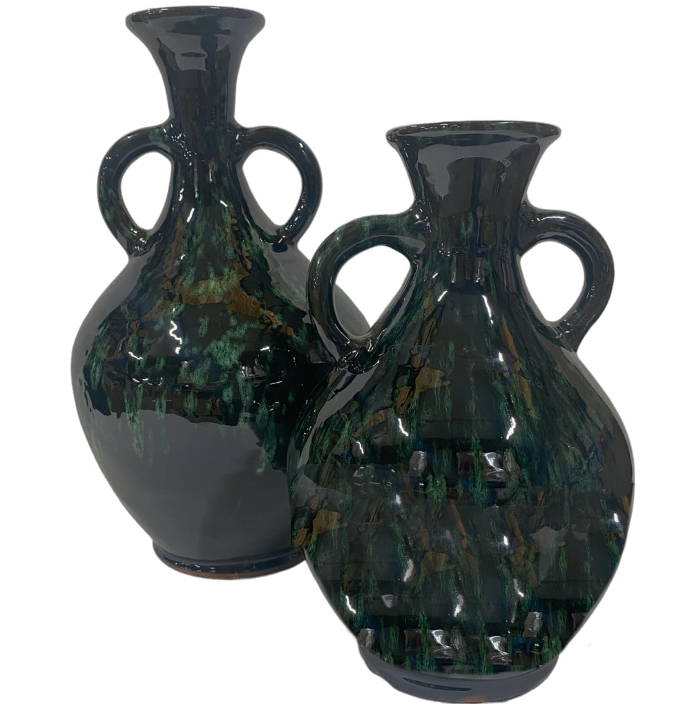 Vaas Ourika donkergroen – handgemaakt geglazuurd aardewerk, 28 of 36 cm