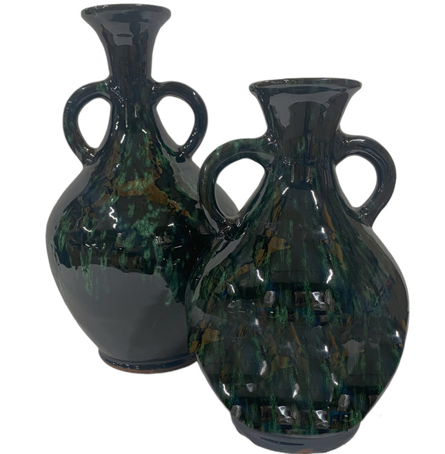 Vaas Ourika donkergroen – handgemaakt geglazuurd aardewerk, 28 of 36 cm