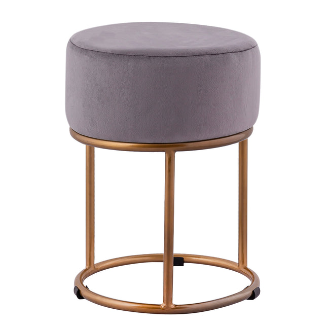 Fluwelen kruk met ijzeren frame - antraciet Ø 32 H 42 cm