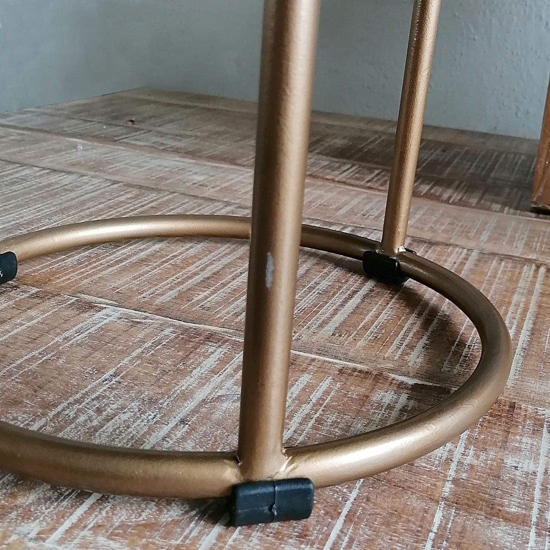 Velvet stool with iron frame - anthracite Ø 32 H 42 cm