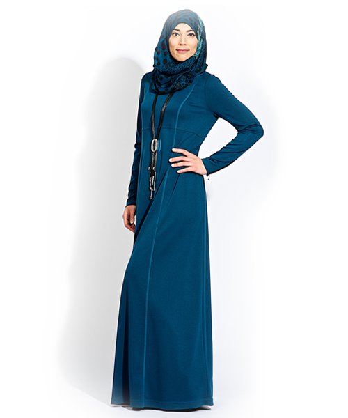 Abaya Deep Ocean, model Vivienne – Punto Milano met zakken en ritsen – foto 3