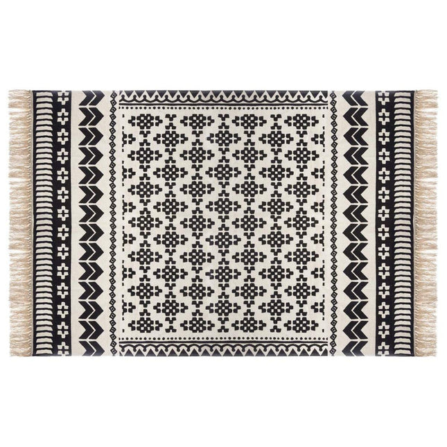 Atmosphera vloerkleed zwart wit – katoen met oosters motief, 120 x 170 cm