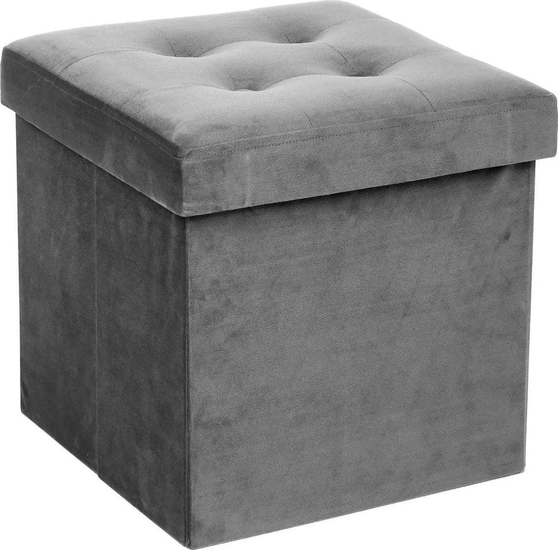Atmosphera poef met opbergruimte – opvouwbare hocker, zwart of grijs, 38 cm – foto 3